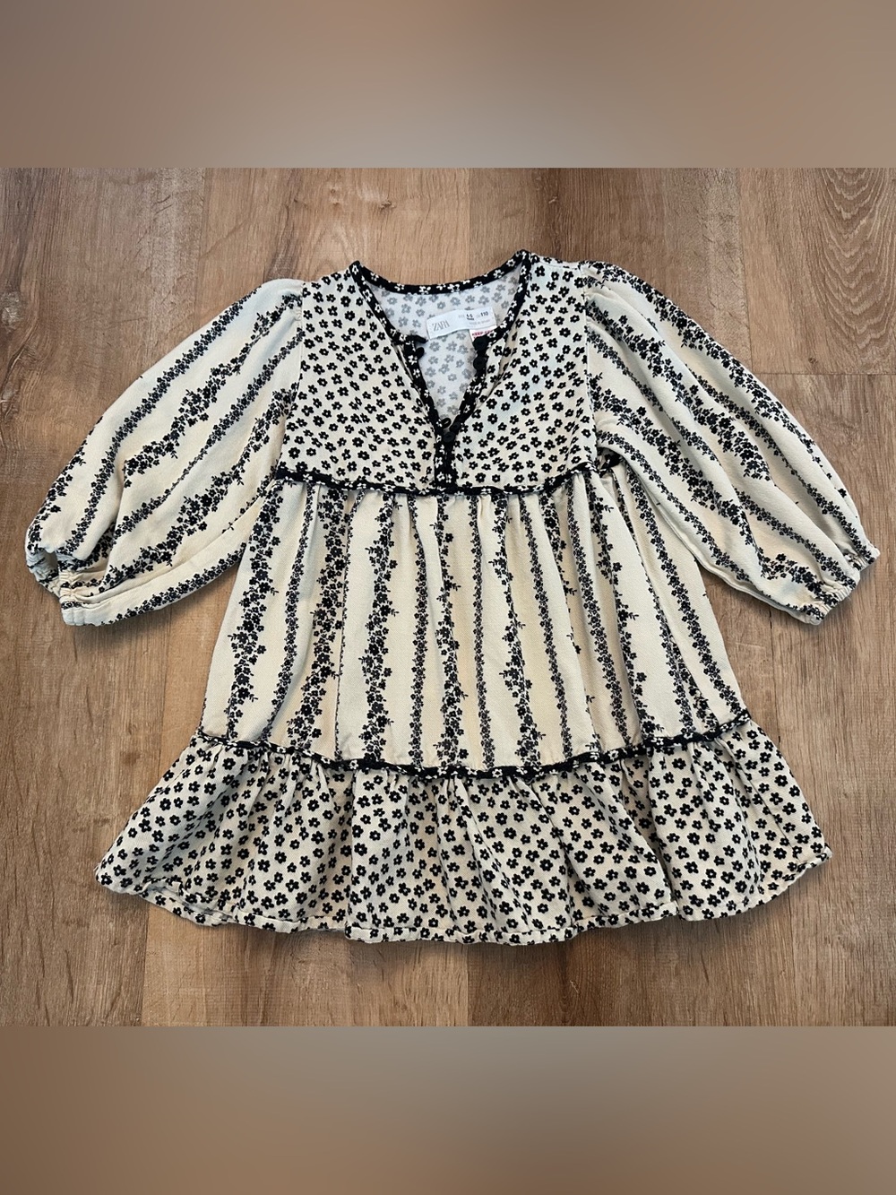 Zara Girls Black & White Floral Dress